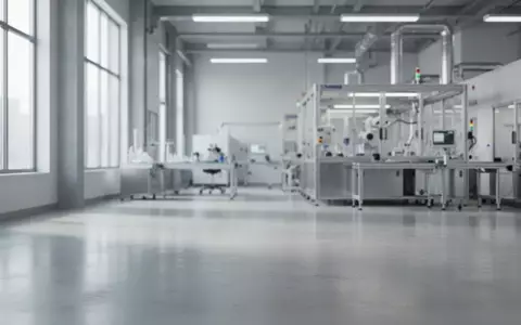 Ein steriles, minimalistisches Industrielabor mit poliertem Betonboden und hellem Tageslicht. - Foto: über boerse-global.de