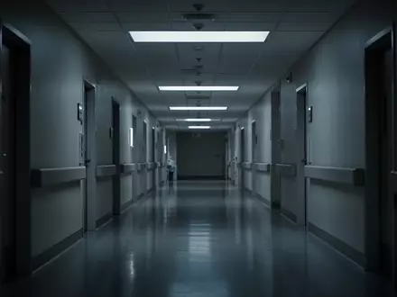 Ein leerer, ruhig beleuchteter Krankenhausflur bei Nacht mit reflektierendem Boden. - Foto: über boerse-global.de
