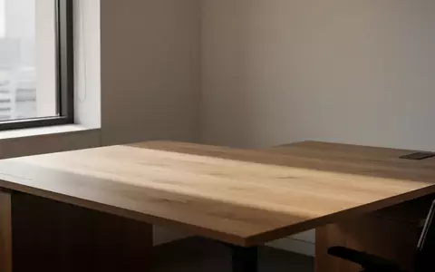 Ein minimalistischer, leerer Schreibtisch in einem hellen, modernen Büro mit natürlichem Lichteinfall. - Foto: über boerse-global.de
