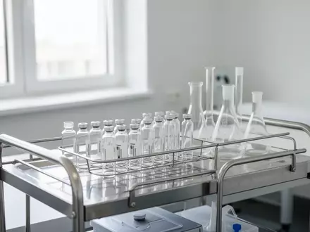 Ein minimalistisch eingerichtetes, helles Behandlungszimmer mit medizinischen Instrumenten auf einem Edelstahltisch. - Foto: über boerse-global.de