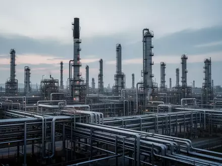 Ein weitläufiges Industrieareal einer Chemieanlage mit einem komplexen Netzwerk aus Rohrleitungen und Produktionsanlagen. - Foto: über boerse-global.de