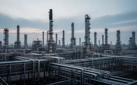 Ein weitläufiges Industrieareal einer Chemieanlage mit einem komplexen Netzwerk aus Rohrleitungen und Produktionsanlagen. - Foto: über boerse-global.de