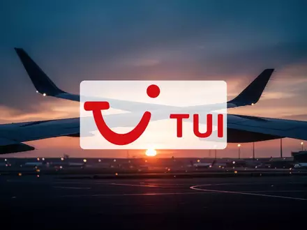 Ein Flugzeugflügel vor einem dramatischen Sonnenuntergang an einem Flughafen. - Foto: über boerse-global.de