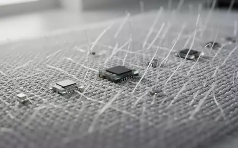 Nahaufnahme einer hochmodernen, gewebten Textilstruktur in einem minimalistischen, hellen Laborumfeld. - Foto: über boerse-global.de