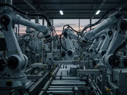 Symbolic image: industrial robots on a production line - Foto: über boerse-global.de