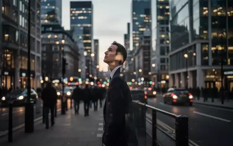 Ein Finanzexperte blickt nachdenklich auf die Londoner Finanzmeile bei Dämmerung. - Foto: über boerse-global.de