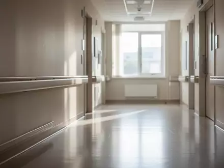Ein heller, minimalistischer Krankenhausflur mit einem Handlauf an der Wand und natürlichem Lichteinfall. - Foto: über boerse-global.de