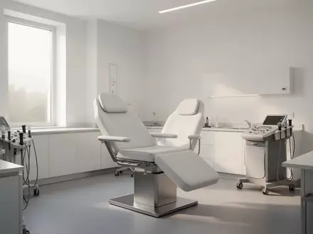 Ein minimalistisch gestalteter, heller Untersuchungsraum in einer medizinischen Einrichtung mit neutralem Mobiliar. - Foto: über boerse-global.de