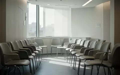 Ein leerer, modern gestalteter Wartebereich in einer Arztpraxis mit Tageslicht und minimalistischer Einrichtung. - Foto: über boerse-global.de