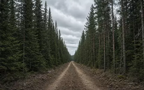 Eine weitläufige Waldlandschaft in Kanada mit einer unbefestigten Straße, die durch die Bäume führt. - Foto: über boerse-global.de