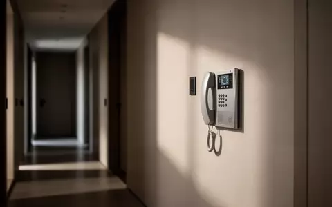 Ein moderner, leerer Flur mit einem Wandtelefon in einer ruhigen Wohnumgebung. - Foto: über boerse-global.de