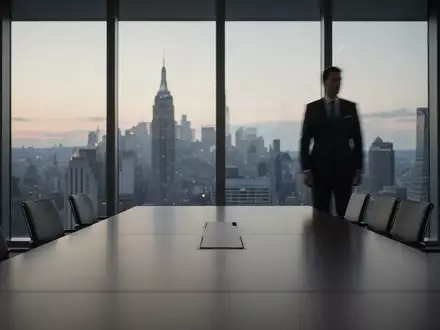 Ein moderner Konferenzraum in einem Bürogebäude mit Blick auf eine Skyline bei Dämmerung. - Foto: über boerse-global.de