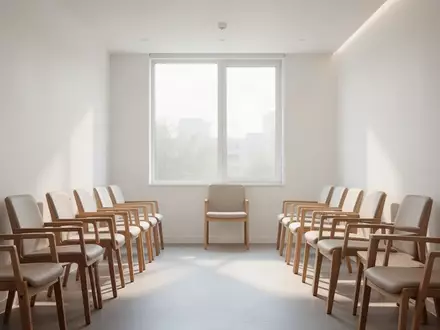 Ein minimalistischer, heller Wartebereich in einer modernen Arztpraxis mit leeren Stühlen und natürlichem Tageslicht. - Foto: über boerse-global.de