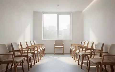 Ein minimalistischer, heller Wartebereich in einer modernen Arztpraxis mit leeren Stühlen und natürlichem Tageslicht. - Foto: über boerse-global.de