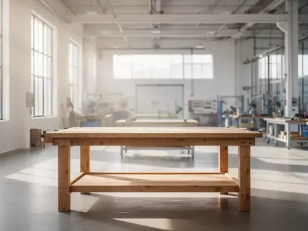 Ein heller, leerer und barrierefreier Arbeitsraum in einer Werkstatt mit großen Fenstern und einfallendem Tageslicht. - Foto: über boerse-global.de