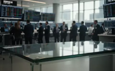 Bürofläche einer Finanzinstitution mit unscharfem Hintergrund und Fokus auf einen leeren Schreibtisch. - Foto: über boerse-global.de