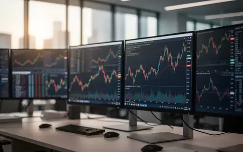 Moderne Finanzumgebung mit unscharfen Bildschirmen, die Aktienkurse und Markttrends darstellen. - Foto: über boerse-global.de