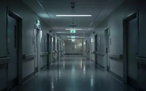 Ein leerer, modern gestalteter Krankenhausflur in gedimmtem Licht, der Stabilität und Aufmerksamkeit symbolisiert. - Foto: über boerse-global.de