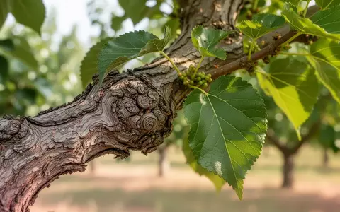 Nahaufnahme eines Maulbeerbaumzweigs mit Blättern in einem sonnendurchfluteten Garten - Foto: über boerse-global.de