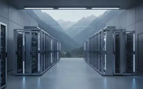 Moderne, minimalistische Architektur eines gesicherten Rechenzentrums mit Server-Racks in einer ruhigen Umgebung. - Foto: über boerse-global.de