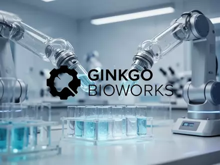 Modernes, automatisiertes Labor mit Roboterarmen und leuchtenden Proben in einem sterilen, technologischen Umfeld. - Foto: über boerse-global.de