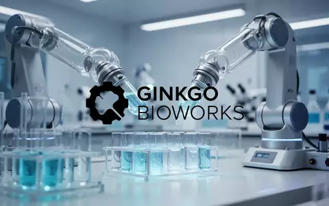 Modernes, automatisiertes Labor mit Roboterarmen und leuchtenden Proben in einem sterilen, technologischen Umfeld. - Foto: über boerse-global.de