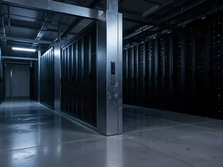 Ein minimalistischer, modern beleuchteter Flur in einem technologisch ausgestatteten Gebäude, der Sicherheit und IT-Struktur symbolisiert. - Foto: über boerse-global.de