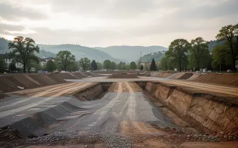 Eine weitläufige, für den Hochbau vorbereitete Baugrube auf einem städtischen Gelände mit aufgeschüttetem Boden und Erdarbeiten. - Foto: über boerse-global.de
