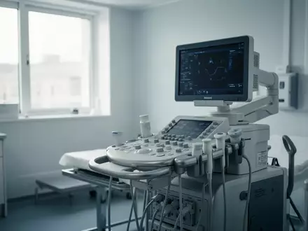 Modernes, steriles Untersuchungszimmer in einer medizinischen Praxis mit hochwertiger Ultraschalltechnik. - Foto: über boerse-global.de