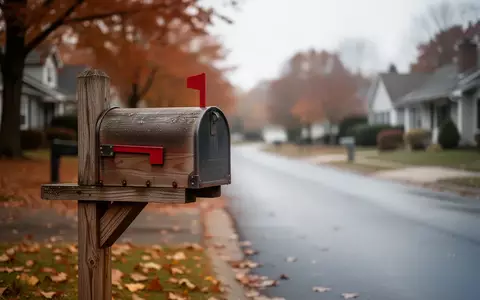 Ein einsamer, leerer Briefkasten an einer ruhigen Straße im Herbstlicht. - Foto: über boerse-global.de