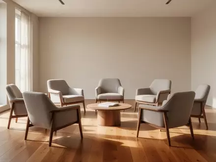 Ein heller, minimalistischer Konferenzraum mit einem Stuhlkreis in einer ruhigen, professionellen Umgebung. - Foto: über boerse-global.de