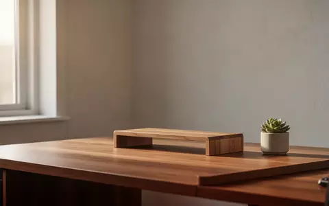 Ein aufgeräumter, minimalistischer Schreibtisch in einem Homeoffice mit natürlichem Licht, Monitorständer und einer Pflanze. - Foto: über boerse-global.de