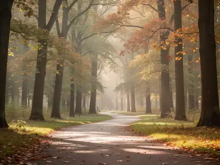 Ein ruhiger, sonnendurchfluteter Waldweg im Herbst, der zu Bewegung und körperlicher Aktivität einlädt. - Foto: über boerse-global.de
