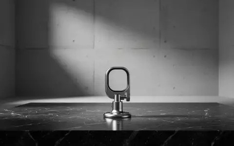 Ein minimalistisches, professionelles Fotostudio mit einem leeren, silbernen Kameragriff auf einer dunklen Steinoberfläche. - Foto: über boerse-global.de