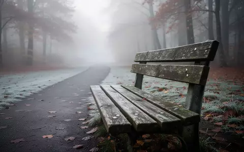 Ein einsamer, leerer Parkbank-Sitz auf einem herbstlichen Weg im Nebel, der die Stimmung von Einsamkeit und Isolation symbolisiert. - Foto: über boerse-global.de
