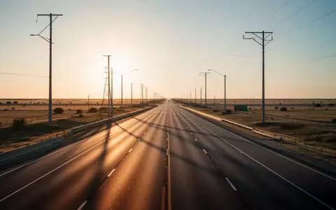 Eine weite, leere Autobahn in der texanischen Landschaft im warmen Licht der goldenen Stunde. - Foto: über boerse-global.de