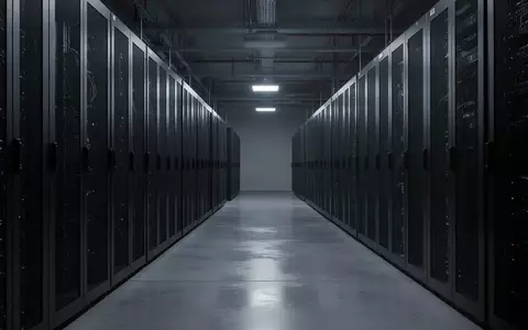 Eine leere, moderne Server-Infrastruktur in einem industriellen Raum bei gedimmtem Licht. - Foto: über boerse-global.de