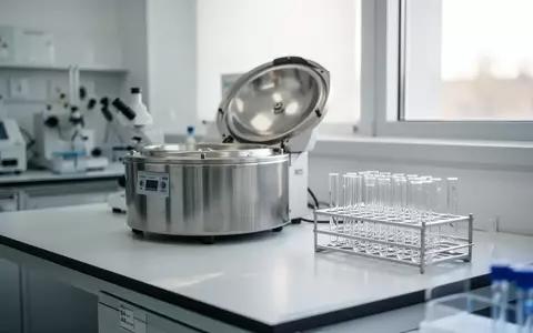 Ein sauberes, modernes medizinisches Labor mit Reagenzgläsern in einem Gestell auf einem weißen Labortisch bei Tageslicht. - Foto: über boerse-global.de