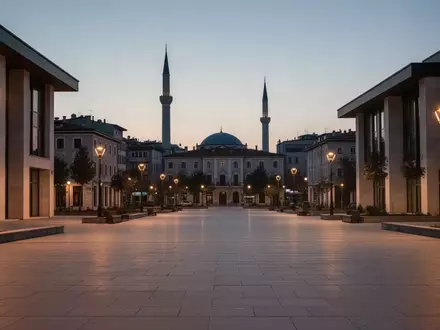 Ein belebter, moderner öffentlicher Platz in Gebze während der Dämmerung mit architektonischen Details und dezenter Beleuchtung. - Foto: über boerse-global.de