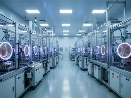 Ein Blick in eine hochmoderne Fabrik zur Halbleiterfertigung mit präzisen Industriemaschinen und Reinraum-Umgebung. - Foto: über boerse-global.de