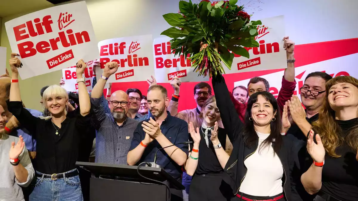 Linke-Spitzenkandidatin Elif Eralp will nach dem Wahlsieg ins Rote Rathaus.  - Bild: Sebastian Gollnow/dpa