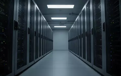 Ein minimalistischer, dunkel beleuchteter Serverraum mit metallischen Server-Racks in einer sterilen, industriellen Umgebung. - Foto: über boerse-global.de