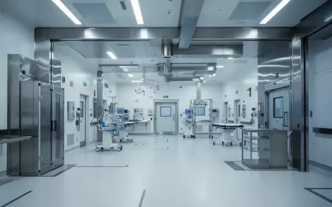 Moderne, sterile medizinische Infrastruktur mit Edelstahl-Elementen in einem hellen, klinischen Umfeld. - Foto: über boerse-global.de