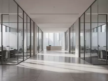 Leere, moderne Büroetage in einem Bankgebäude mit klaren architektonischen Linien und natürlichem Lichteinfall. - Foto: über boerse-global.de