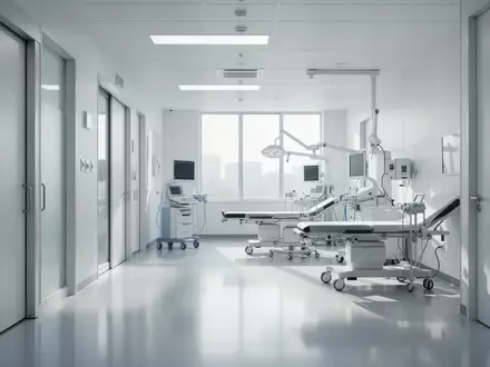 Ein steriler, moderner Klinikflur mit medizinischer Ausstattung in einer Forschungseinrichtung. - Foto: über boerse-global.de