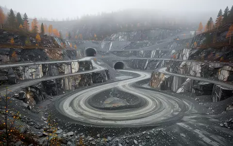 Eine weite Aufnahme eines norwegischen Kalkstein-Tagebaus mit tiefen Felsterrassen und einer unbefestigten Zufahrtsstraße zu einem Tunnel. - Foto: über boerse-global.de