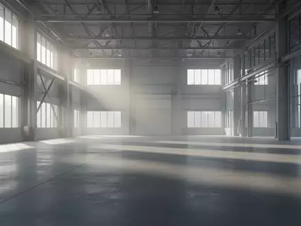 Ein minimalistischer, leerer Industrieraum mit großen Fenstern und einfallendem Tageslicht. - Foto: über boerse-global.de