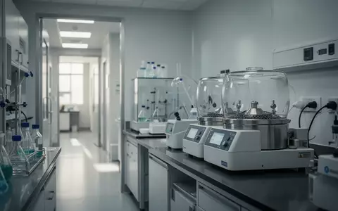 Ein modernes, steriles medizinisches Forschungslabor mit glänzenden Edelstahloberflächen und Laborgeräten in einer hellen, klinischen Umgebung. - Foto: über boerse-global.de