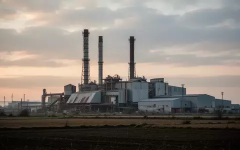 Industrieanlage mit hohen Schornsteinen und Metallgebäuden in einer ländlichen Umgebung bei bewölktem Himmel. - Foto: über boerse-global.de