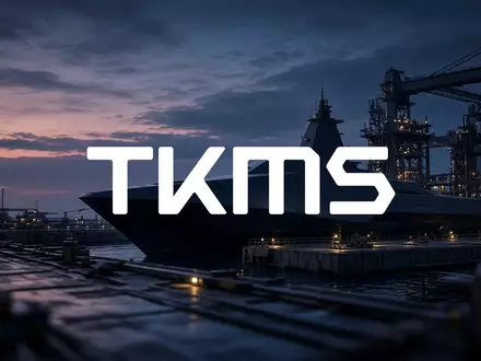 Abstrakte Darstellung einer modernen Werft bei Dämmerung mit Fokus auf maritime Verteidigungstechnologie. - Foto: über boerse-global.de